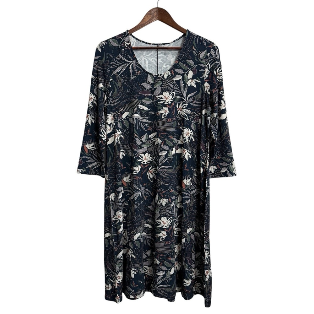 Garnet Hill dress womens medium dark floral cottagecore prairie festival stretch